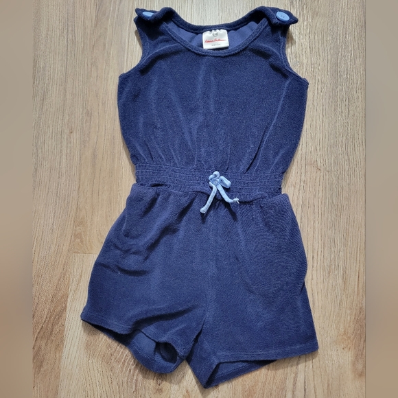 Hanna Andersson French Terry Cloth Tank Romper Youth 110 size 5 Blue Towel Pool - Picture 1 of 6